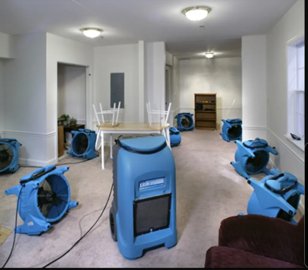 Air movers and dehumidifier setup for Water Extraction & Removal in Cave Springs